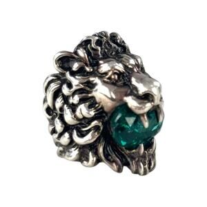 Gucci Green Crystal Lion Head Ring
